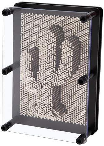 Global Gizmos 30350 Metal Pin Art Impression Toy/Black Frame/Ideal for Home and Office/Novelty Fun Gift / 3D Fun Desktop Sculpture Gadget/Classic Retro Game / 20cm x 15cm