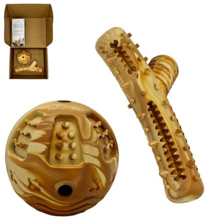 Pawfect Family® interaktives Naturkautschuk Leckerli Spielzeug Set für Hunde – Interaktiver Ball & Kauholz