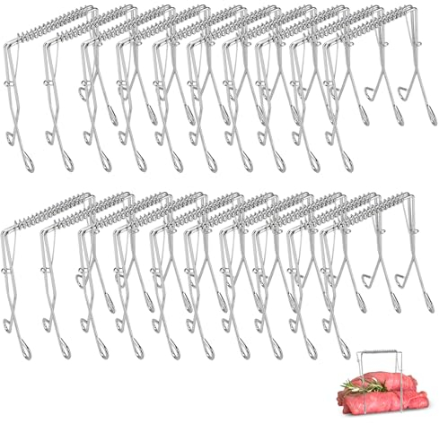Auauraintt 20 Stück Rouladenklammern, Rouladenringe aus Edelstahl Wiederverwendbar, Rostfreien Kohlrouladen Klammern als Perfekte Alternative zu Rouladennadeln Rouladenspieße