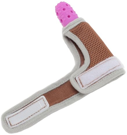 per Succhiare il Pollice, Protezione per le Dita Vuote in Silicone con Cinturino Polso Regolabile per Bambini Dai 3 Mesi in su, Massaggia le Gengive, Smetti di (PURPLE)
