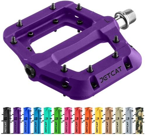 JETCAT Mountain Bike Pedals Flat - MTB Pedals Flat, Bicycle Pedals for BMX/MTN/Road/Gravel/EBike, BMX Pedals, Platform Pedals, Adults & Kids Bike Replacement - Purple 9/16