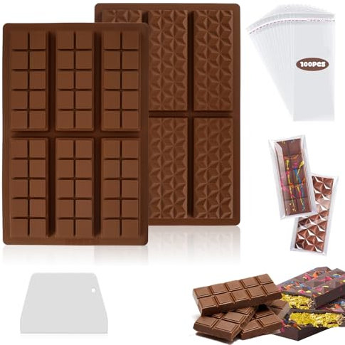 2 Pezzi Stampo Per Tavoletta Di Cioccolato In Silicone, Stampo Per Tavoletta Di Cioccolato Profondo, Senza BPA, Richiedi zucchero, cioccolato, torta, gelato