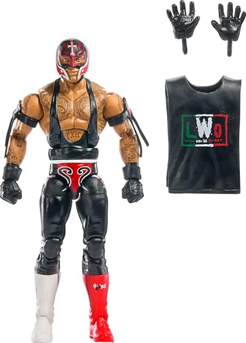 Mattel WWE Elite Collection Top Picks - Juego de figuras de acción y accesorios, Rey Mysterio de 6 pulgadas coleccionable con manos intercambiables, equipo de anillo y 25 puntos de articulación
