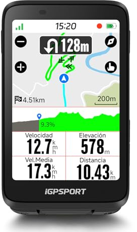 iGPSPORT BiNavi GPS Bicicleta, Análisis Entrenamiento Función Recorrido Continuo Detección de Movimiento 3,5 Pantalla Táctil Control de Música y Cámara de Acción, iClimb Pro, 35H,Negro