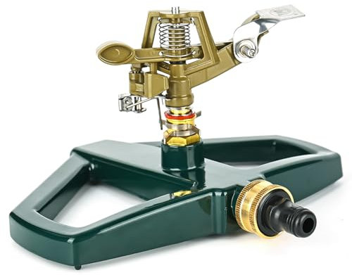 YYTECH Arroseurs pour Jardin à Impact pulsé avec Base en métal, arroseur pelouse, arroseur Circulaire à Impulsion en Zinc, pour Irrigation de Cour et d'herbe, arroseur de pelouse à 360 degrés
