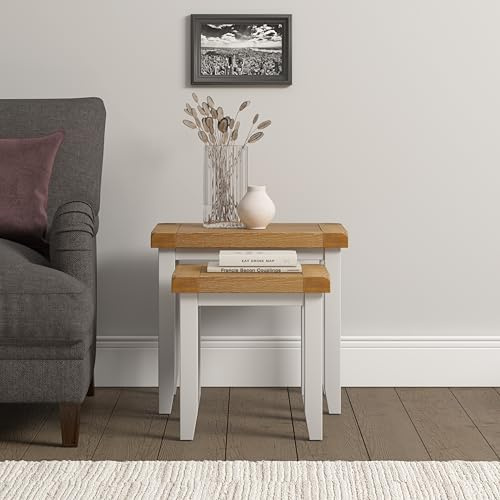 Seconique Windsor Fully Assembed Nest Of 2 Tables in Ivory/Oak