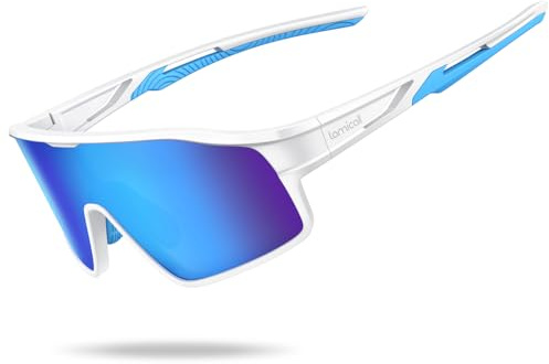 Lamicall Polarisées Lunettes de Cyclisme Enfant - [22g Ultra-légères] UV400 Protection, Matériau-TR90, Lunettes Soleil Sport pour Enfant avec Nez Réglable, Lunettes Enfants pour Baseball/Course à Pied