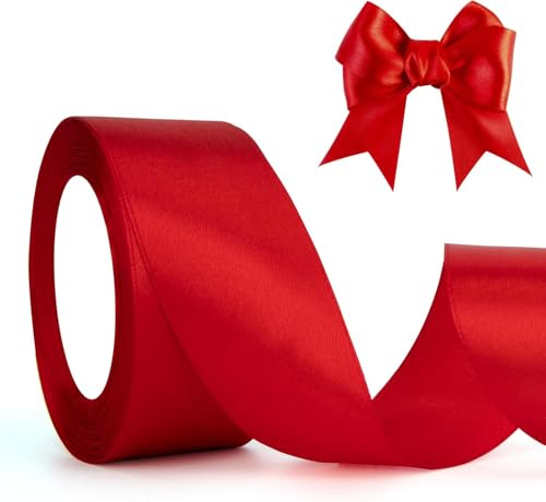 Geschenkband Rot 23m x 4cm Satinband Schleifenband Dekoband, für Geschenkverpackung Weihnachten Hochzeit DIY Basteln Seidenband Stoffband