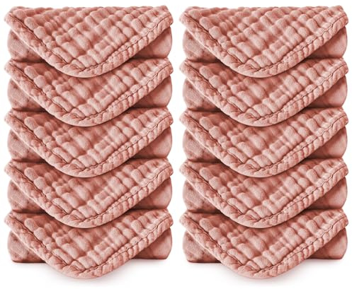 Koo-dib Baby 10 stycken babymuslindukar, 30 x 30 cm bebis-tvättlappar för nyfödda, spottlappar, babyhanddukar, mjuka för nyfödda, för matning, torkning och tvätt