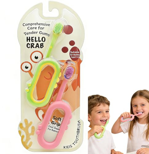 Toddler Toothbrush, 2 Pack Soft Bristle for 1-6 Years, Green Pink