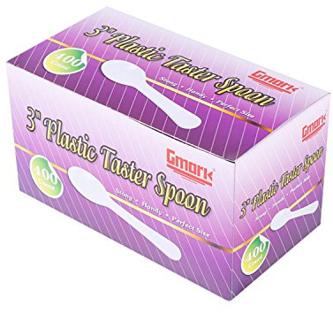 Extra Sturdy, Gmark 400pc 3 Taster Plastic Mini Ice Cream Dessert Spoons BPA FREE White 1 Box Set GM1002A