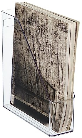 mDesign Organizador de escritorio – Revistero transparente – Organizador de documentos, revistas, libros o actas – Práctico organizador de oficina