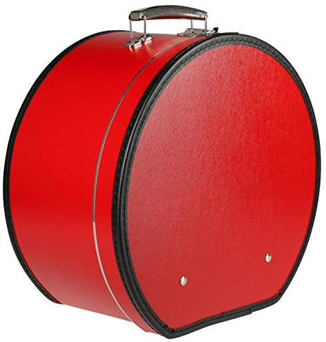 Lierys Cappelliera rotonda rosso - 40 x 21 cm - con similpelle - Scatola per cappelli per la custodia con manico e chiusura - Valigia per cappelli - anche come decorazione per la casa