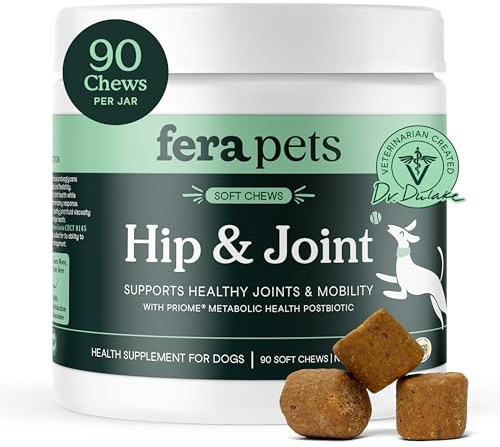 Fera Pets Hip & Joint Supplement for Dogs with Glucosamine, MSM, Chondroitin, & Green Lipped Mussel - Supports Healthy Joints and Weight Management - 90 Soft Chews