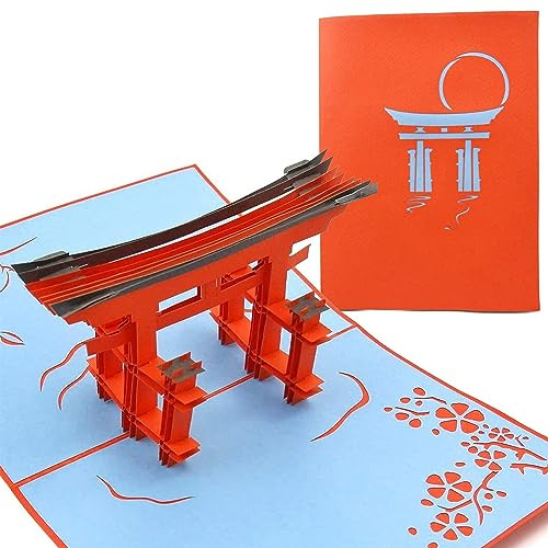 PopLife Cards Torii japan gate 3d biglietto di auguri pop-up per tutte le occasioni viaggiatori asiatiche, architetto, amanti della storia giapponese pieghe per auguri di compleanno, laurea, pensione