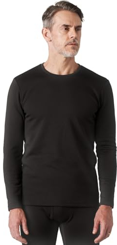 LAPASA Haut Thermique Homme Maillot de Corps à Manches Longues sous-Vêtements Chauds Automne/Hiver M26 Noir (1 Haut) M