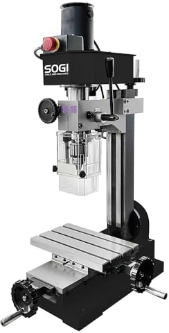 SOGI S1-16 Fresatrice da banco per metalli - motore 230 V/150 W - 2000 rpm - montante inclinabile - compatta anche per fai-da-te