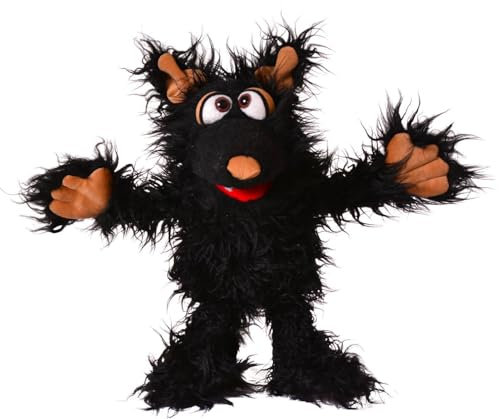 Living Puppets Monster to go Wolf Muffi Hapsweg aus Stoff in der Größe 35cm, W818 Schwarz