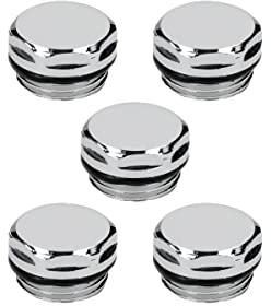 ECD Germany 5 Stück Blindstopfen mit Dichtring für Heizkörper - 1/2 - selbstdichtend - aus Messing verchromt - Verschlussstopfen Heizkörperstopfen Stopfen Rohrverschraubungen Verschraubung