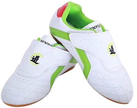 Meng Zapatos de Taekwondo, Suelas Oxford de Cuero PU Unisex Zapatos de Taekwondo Boxeo Ligero Kung Fu Tai Chi Zapatillas Deportivas de Transporte para niños Adultos Niños (Color : White, Size : 27)