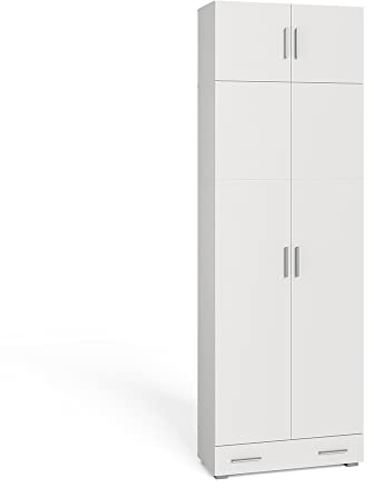 Vicco Aktenschrank Ingo, Büroschrank, Weiß, 80 x 204 cm mit Schublade