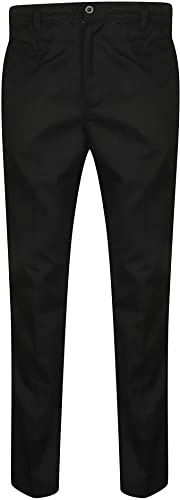 FASHION 7STAR mäns smarta fickor rugbibyxor vuxna elastisk midja full längd med knapp vardagsbyxor, Svart, 44W x 29L