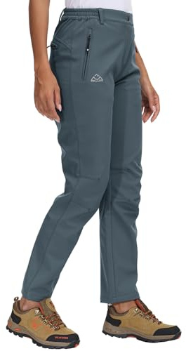Rdruko Womens Waterproof Hiking Trousers Fleece Lined Thermal Snow Ski Pants Winter Warm Outdoor Walking Fishing Sports Trousers Dark Grey M