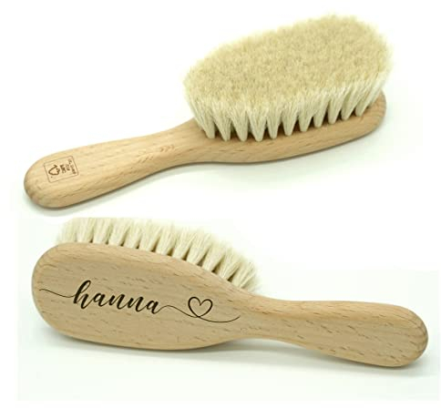 Babyhaarbürste - mit Lasergravur, personalisiertes Geschenk zur Taufe, Geburt - personalisierte Babybürste mit Namen