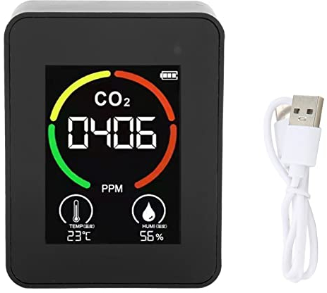 TVOC Tester Ricarica USB Rilevatore di CO2 per Interni Monitor di qualità Dell'aria Tester Termometro Igrometro per la Casa per la Temperatura Dell'anidride Carbonica e l'umidità
