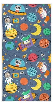 Space Dino Animals Handtücher Stars Bears Moon Decor Küchengeschirrtuch Qualität Premium Badezimmer Waschlappen 76,2 x 38,1 cm für Strand, Hotel, Spa, Fitnessstudio, Sport, Yoga, Zuhause