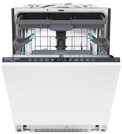 Candy Rapidò CI 6B4S1PSA, Lavavajillas Integrable 60 CM, 16 Servicios, Digital, Wi-Fi, 10 Programas, Power Wash, Tercera Bandeja, 44DB, Altura Cesto Superior Ajustable, Inicio Diferido