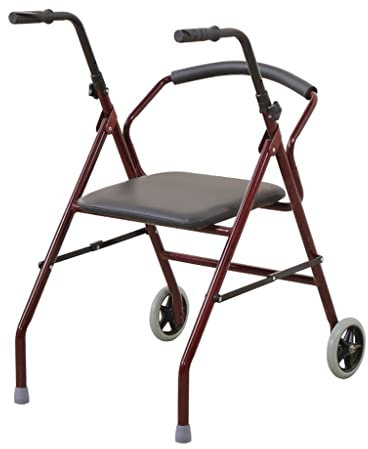 Deambulatori per anziani, deambulatori pieghevoli per carrello della spesa a 2 ruote per anziani che aiutano a camminare con l'ausilio medico per la mobilità del sedile (Vino Rosso)