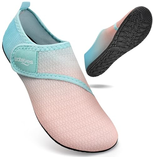 WateLves Water Shoes Barefoot Shoes Mens Women Beach Socks Aqua Swim Swimming sea Pool(Blue Orange 4.5/5.5)