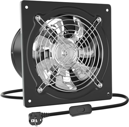 HG Power 250mm Ventola Aspirazione 1680 m³/h Ventilatore di Scarico Estrattore per Bagno Cucina Ventilazione, Circolazione dell'aria con Spina EU, Nero