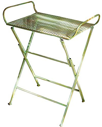 Tavolo da lavoro pieghevole in metallo per giardino e serra, portatile, con design a doppia maniglia, postazione di lavoro all'aperto per piantare e invasare, verde