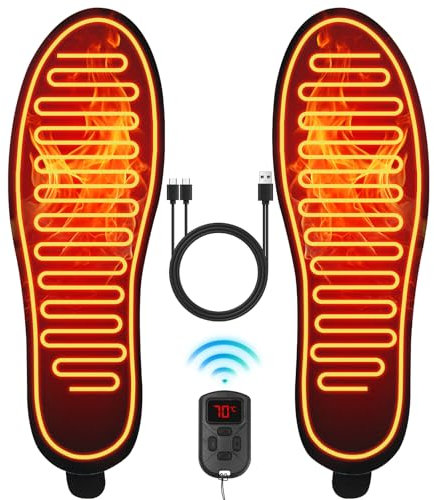 Beheizbare Sohlen mit Akku 2600mAh, Beheizte Sohlen Thermo Beheizbare Einlegesohlen Warme Winter Fußwärmer Sohlen für Herren und Damen den Innen- und Außenbereich (S: 37-41)