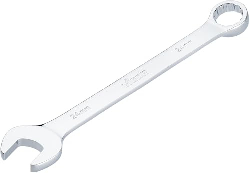 VIGOR Ring-Maulschlüssel V7740-24, SW 24 mm, lange Ausführung, 15 Grad gekröpft, Außen Sechskant und Doppelsechskant Profil, verchromt und poliert