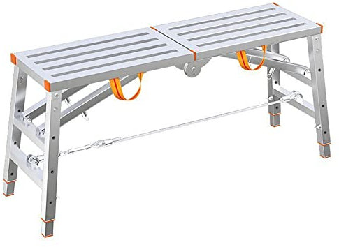 HFFKOS Torre di ponteggi Ponteggi Scala Pieghevole Multiuso Piattaforma di Lavoro Addensamento per Decorare e rifinire cavalletti (15,75X70,87 Pollici) (Argento 15,75 X62,99 Pollici)