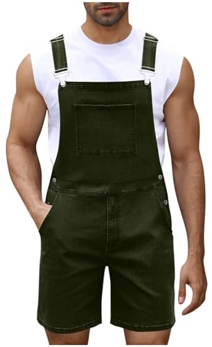 Duohropke Mono vaquero para hombre de verano, peto corto para hombre, peto, pantalones cortos, peto, mono, tirantes, pantalones vaqueros, pantalones, monos de mezclilla