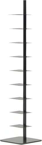 Estantería de lomo de metal, torre vertical para espacios pequeños, solución de esquina multiusos, estantería de escalera alta y estrecha para una impresionante exhibición de libros en casa
