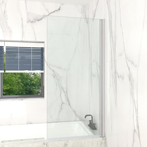 T&K Parete doccia per vasca da bagno, 70 x 140 cm, cromata, parete pieghevole per vasca da bagno, bordi quadrati, vetro di sicurezza temperato da 5 mm, facile da pulire su entrambi i lati