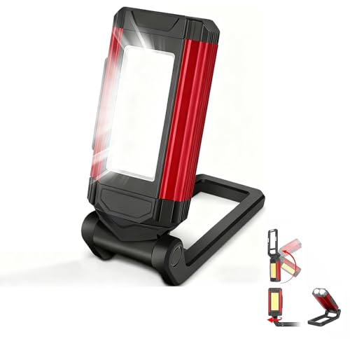 Sathychanpy Lampes LED Rechargeables, Rechargeable COB Baladeuse LED Ultra Lumineuse avec Base Magnétique et Crochet Pliant, 7 Modes, pour Atelier, Camping, Urgences