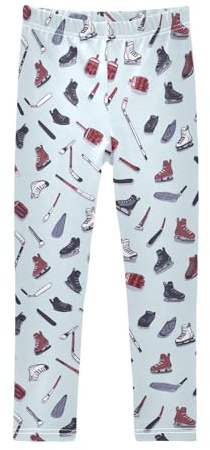 Plaaee Girls Athletic Leggings Hockey Sticks Gloves and Skates Kids Yoga Dance Workout Running Leggings 6T Multicoloured