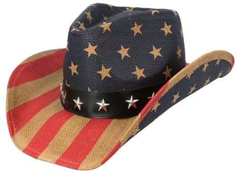 Boland 44978 - Cappello da cowboy USA con fascia, cappello western per feste a tema o carnevale, accessori per costumi di carnevale e addii al celibato
