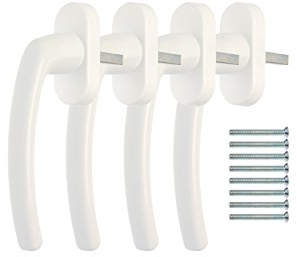 Lot de 4 poignées de fenêtre pour porte de balcon - Olive de qualité supérieure - Ferrure de fenêtre blanche - Longueur de tige : 35 mm