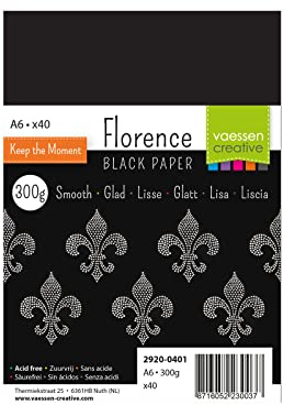 Florence Tonkarton Schwarz - Bastelkarton A6 - Bastelpapier 40x - Scrapbook Papier für Karten Basteln, Stanzen und Papierbasteleien - Bastelset Glatte