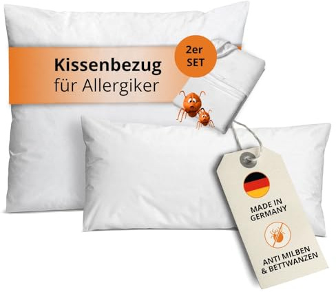 Sleepling Komfort 100 set om 2 örngott Evolon inneslutande kuddar | kvalsterskydd | kvalsterbeständigt | kvalsterbeständigt | kvalsterallergiker | 95 grader koksäker | Tillverkad i Tyskland | 40 x 60