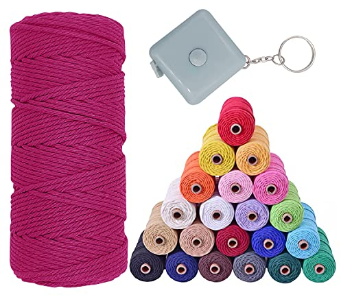 VITSOLE Makramee Garn - 3mm x 100m/109Yards/328 Feet (28 Farben) 100% Baumwolle Makramee Baumwollgarn mit 4 Einfachdrehung & 1 Maßband für Wandbehänge DIY Handwerk