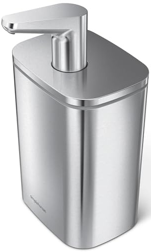 Simplehuman Puls-Seifenspender aus Gebürstetem Edelstahl in der Farbe Silber 473ml, Maße: 18cm x 9,9cm, KT1188