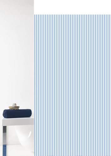 Grund Duschvorhang Anti-Schimmel, Wasserdicht Vorhang an Badewanne, 100% Textile, Vertical, Duschvorhang 80x200 cm, Weiß-Blau
